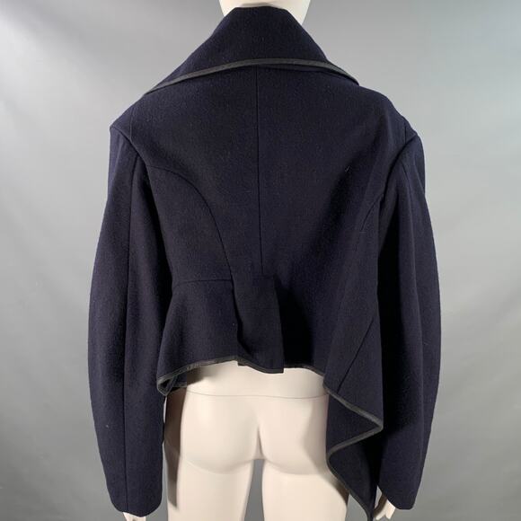 M Navy Wool Blend Unstructured Shawl Collar Open Front Jacket - Picture 3 of 7